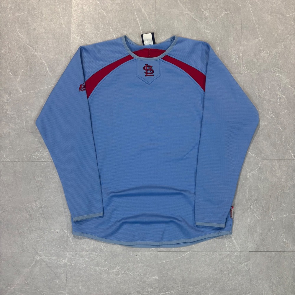 Majestic St Louis Cardinals MLB Authentic Pullover Jersey Blue Red Mens Medium